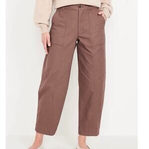 NWT Old Navy High-Rise Barrel Leg Ankle Pants Size 6 Warm Taupe Cotton Blend